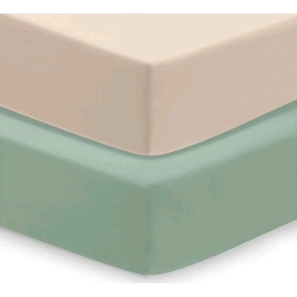 Baby Crib Sheets (2-Pack) Soft Fitted‎ Sheets for Standard Oat & Light Sage NWT